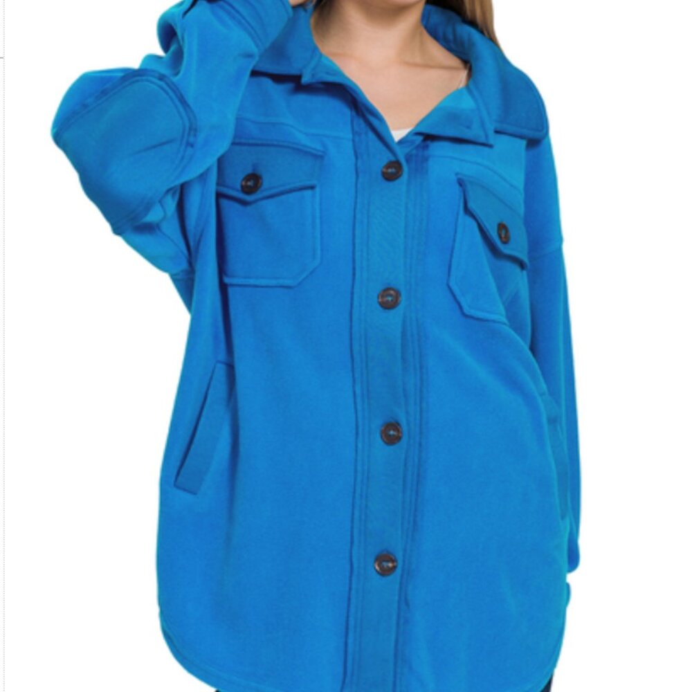 019. Oversized Basic Fleece Shacket - image 1